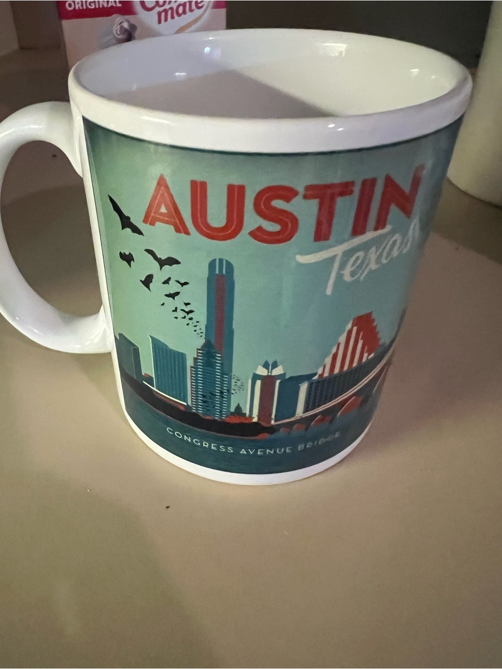 Austin Texas Skyline Ceramic Mug - Teal & White